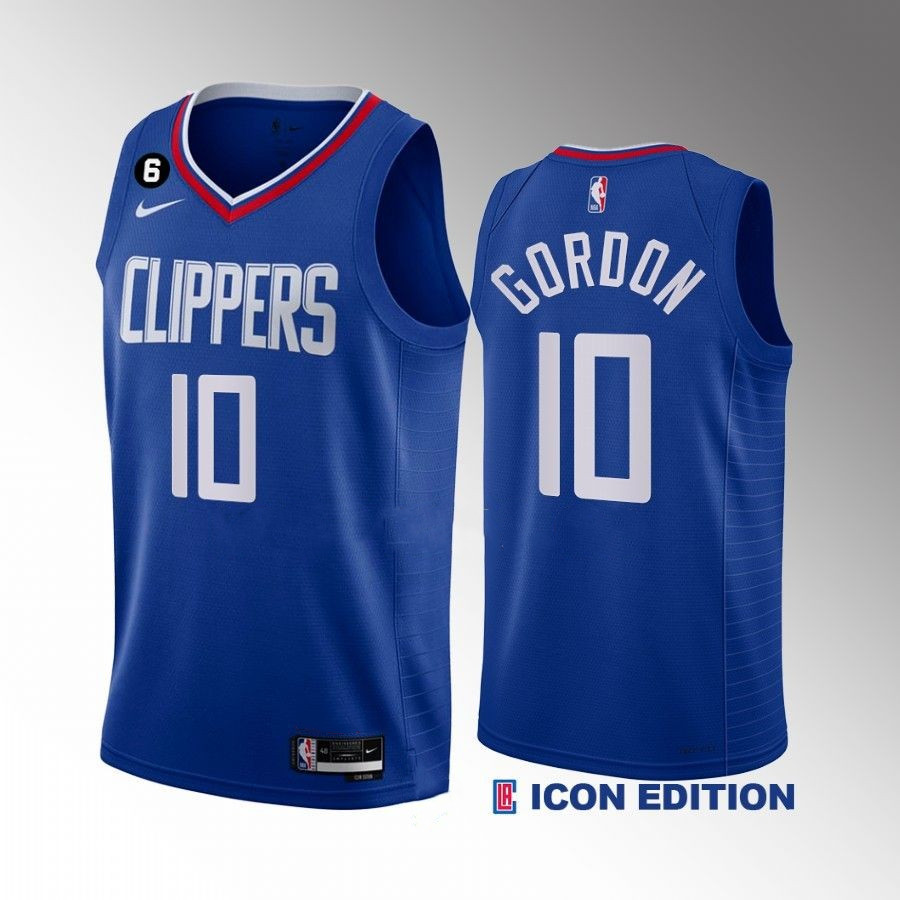 Men's Los Angeles Clippers #10 Eric Gordon Blue Icon Edition With No.6 Patch Stitched Jersey